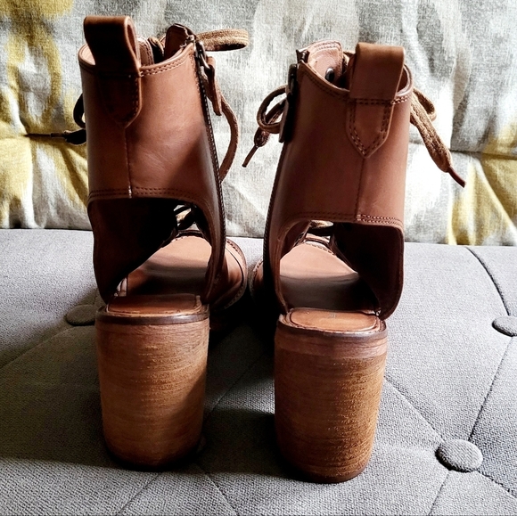 Vintage Foundry Co Odette Lace Up Mid Calf Peep Toe Boot Size 8 - Picture 6 of 16